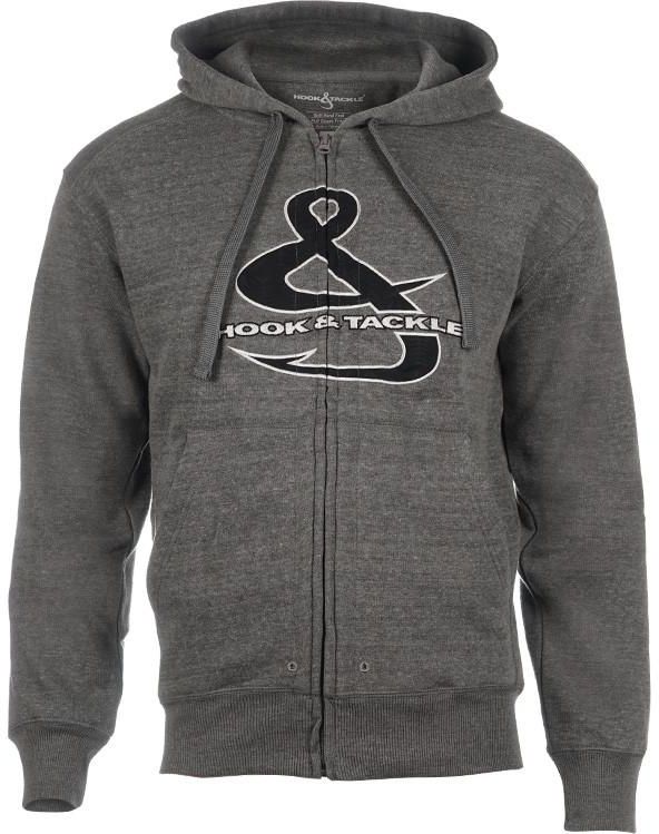 Hook & Tackle Mens Fish Bones Fishing L/S Shirt - Char Heather