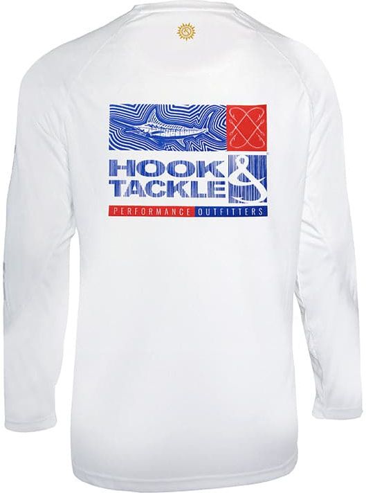 Hook & Tackle Mens Marlin Groove Fishing L/S Shirt - White