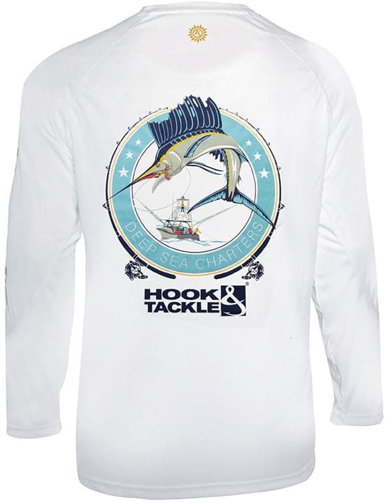 Hook & Tackle Mens Sail Fishing L/S Shirt - White