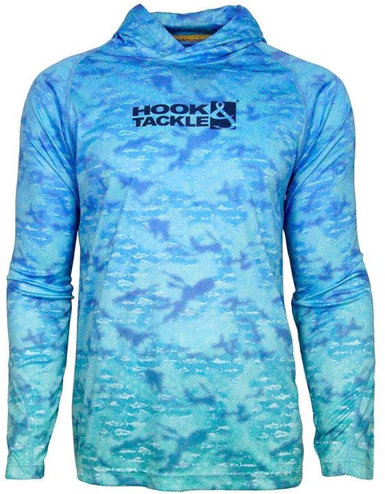 Hook & Tackle Mens Fish Fractal Fishing L/S Hoodie - Blue