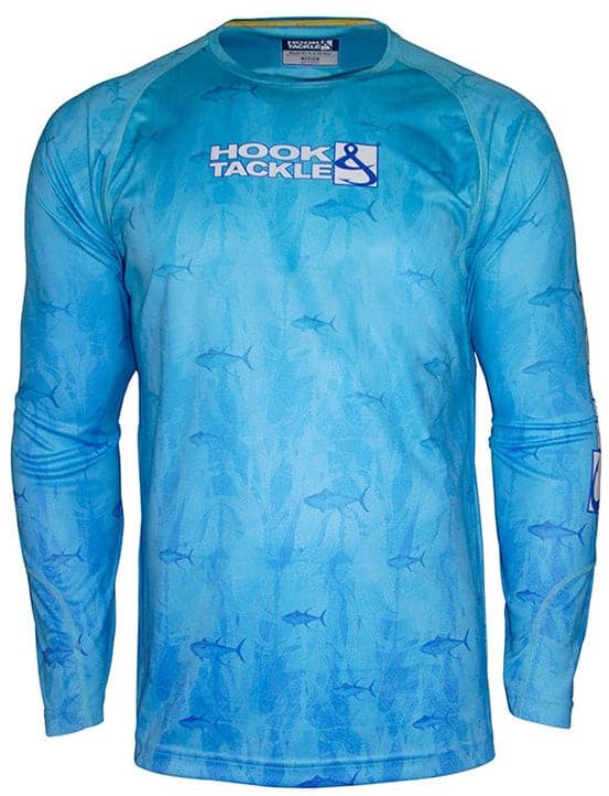 Hook & Tackle Mens Tuna Texture Fishing L/S Shirt - Aqua Green